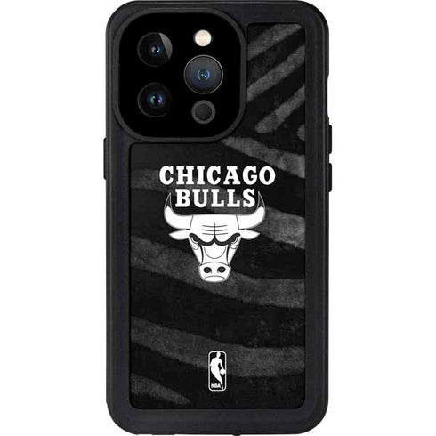 NBA Chicago Bulls Black Animal Print iPhone 15 Pro Waterproof Case