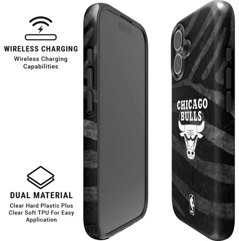 NBA Chicago Bulls Black Animal Print iPhone 16 Magsafe Impact Case