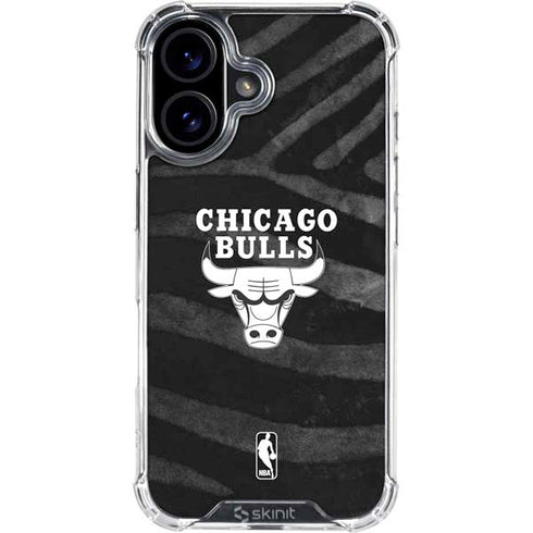 NBA Chicago Bulls Black Animal Print iPhone 16 Plus Clear Case
