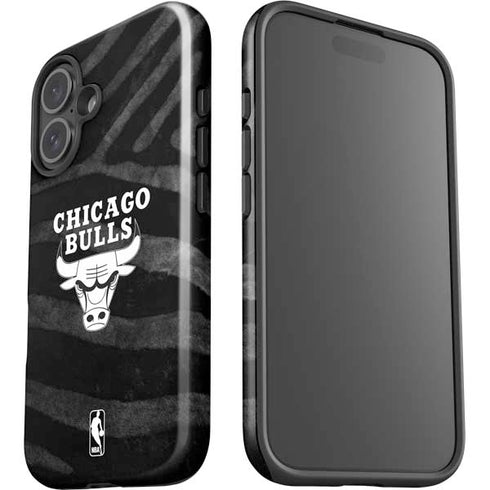 NBA Chicago Bulls Black Animal Print iPhone 16 Plus Impact Case
