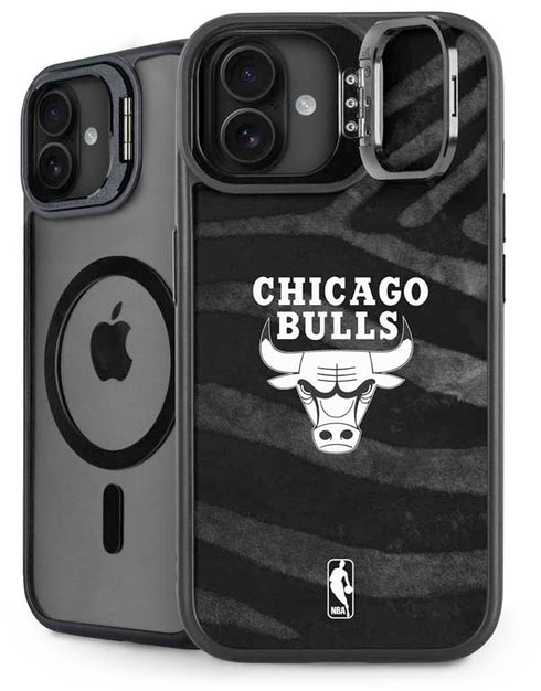 NBA Chicago Bulls Black Animal Print iPhone 16 Plus Kickstand Case