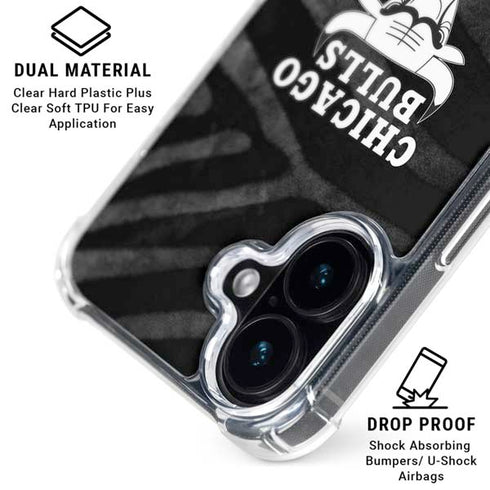 NBA Chicago Bulls Black Animal Print iPhone 16 Plus MagSafe Case