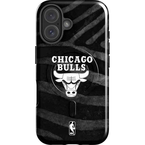 NBA Chicago Bulls Black Animal Print iPhone 16 Plus Magsafe Impact Case