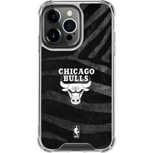 NBA Chicago Bulls Black Animal Print iPhone 16 Pro Clear Case