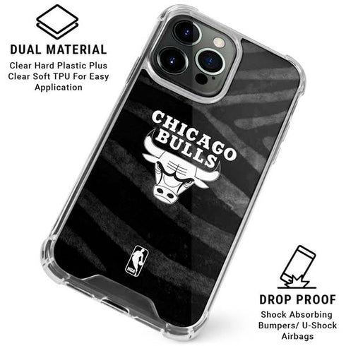NBA Chicago Bulls Black Animal Print iPhone 16 Pro Clear Case