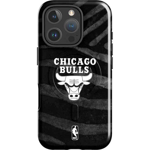 NBA Chicago Bulls Black Animal Print iPhone 16 Pro Magsafe Impact Case