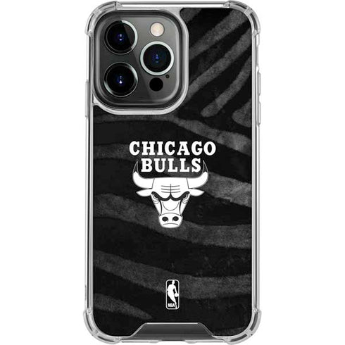 NBA Chicago Bulls Black Animal Print iPhone 16 Pro Max Clear Case