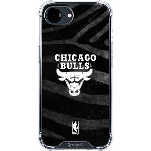 NBA Chicago Bulls Black Animal Print iPhone 16e Clear Case