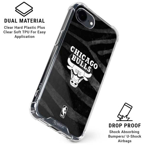 NBA Chicago Bulls Black Animal Print iPhone 16e Clear Case