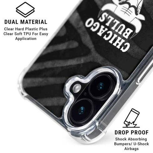 NBA Chicago Bulls Black Animal Print iPhone 17 Clear Case