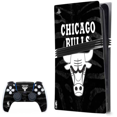 NBA Chicago Bulls Black Animal Print PS5 Pro Bundle Skin