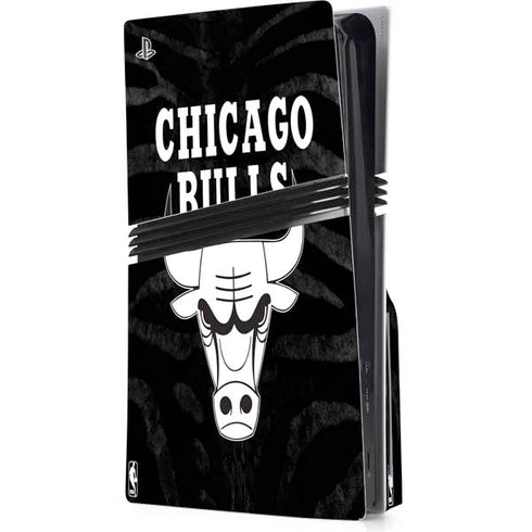 NBA Chicago Bulls Black Animal Print PS5 Pro Disk Console Skin