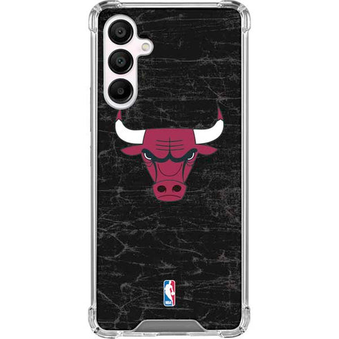 NBA Chicago Bulls Black Distressed Galaxy A16 5G Clear Case