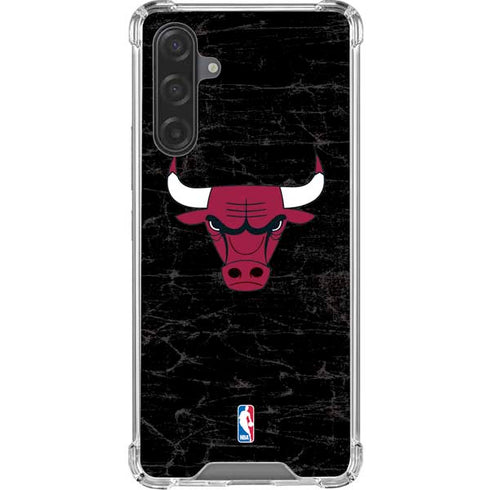 NBA Chicago Bulls Black Distressed Galaxy A17 Clear Case