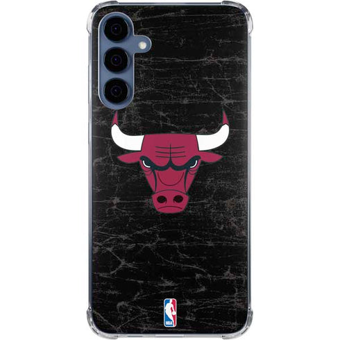 NBA Chicago Bulls Black Distressed Galaxy A35 5G Clear Case