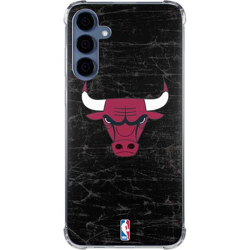 NBA Chicago Bulls Black Distressed Galaxy A55 5G Clear Case