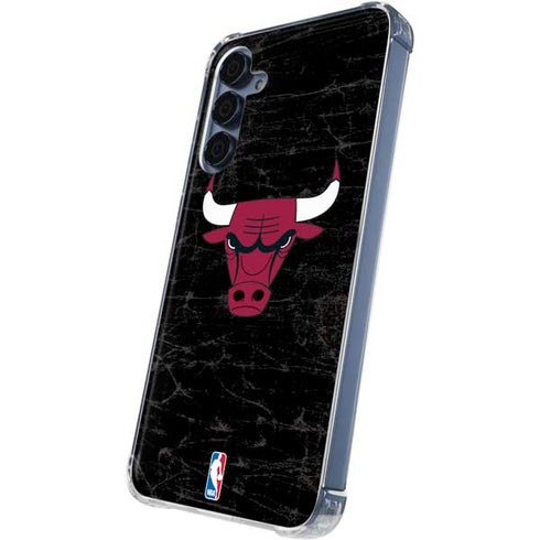 NBA Chicago Bulls Black Distressed Galaxy A55 5G Clear Case