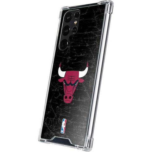NBA Chicago Bulls Black Distressed Galaxy S23 Ultra Clear Case