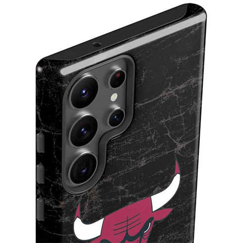 NBA Chicago Bulls Black Distressed Galaxy S23 Ultra Pro Case