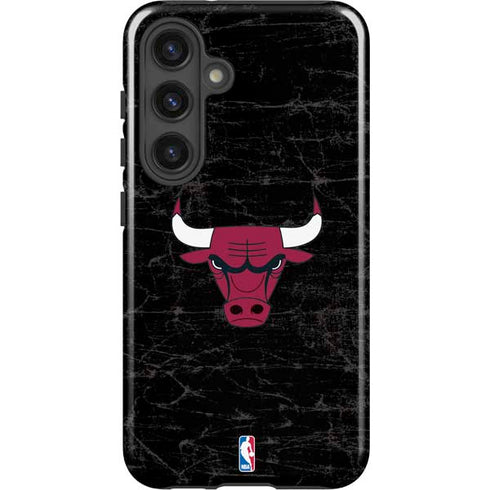 NBA Chicago Bulls Black Distressed Galaxy S25 Impact Case