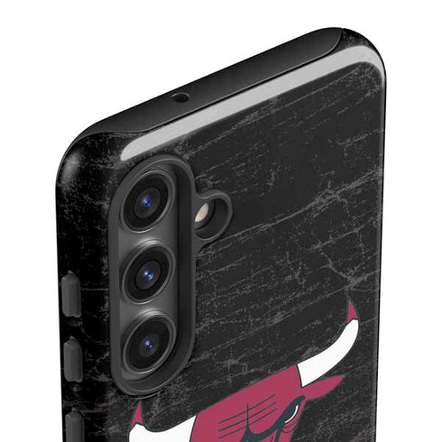 NBA Chicago Bulls Black Distressed Galaxy S25 Impact Case