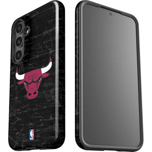 NBA Chicago Bulls Black Distressed Galaxy S25 Impact Case