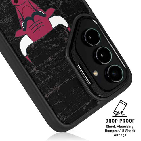 NBA Chicago Bulls Black Distressed Galaxy S24 Plus Kickstand Case