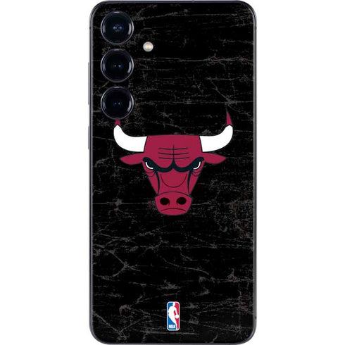 NBA Chicago Bulls Black Distressed Galaxy S25 Plus Skin