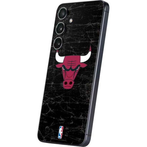 NBA Chicago Bulls Black Distressed Galaxy S25 Plus Skin