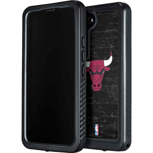NBA Chicago Bulls Black Distressed Galaxy S24 Plus Waterproof Case