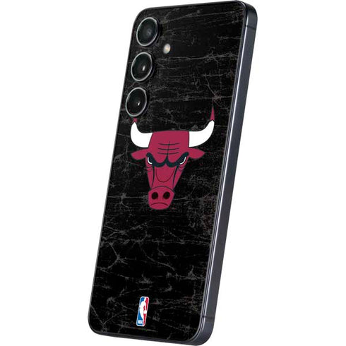 NBA Chicago Bulls Black Distressed Galaxy S25 Skin
