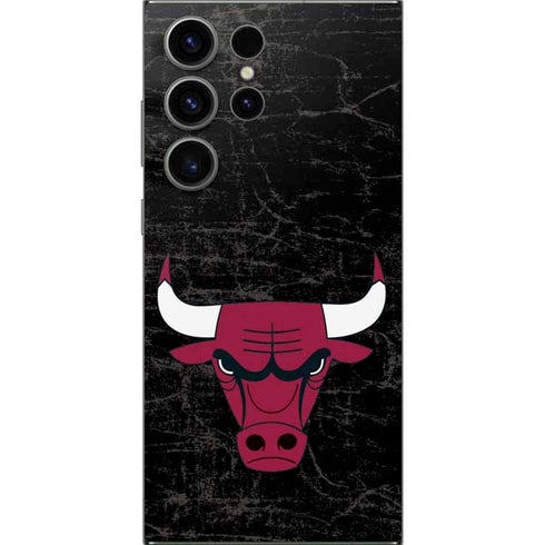 NBA Chicago Bulls Black Distressed Galaxy S25 Ultra Skin