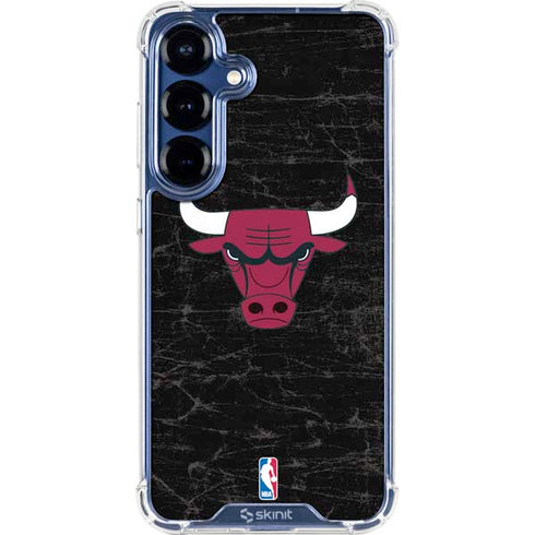 NBA Chicago Bulls Black Distressed Galaxy S25 FE Clear Case