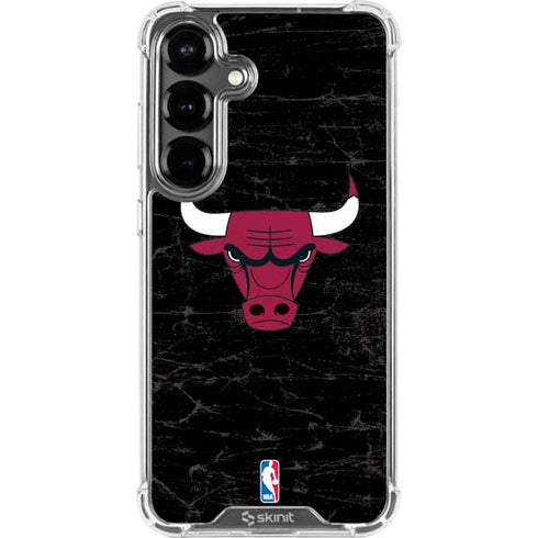 NBA Chicago Bulls Black Distressed Galaxy S26 Clear Case