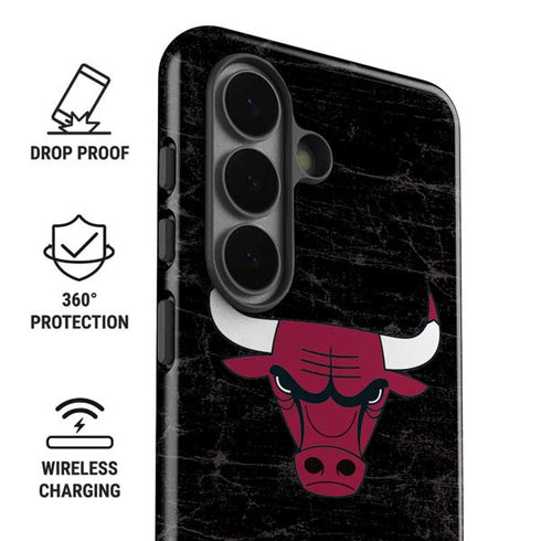 NBA Chicago Bulls Black Distressed Galaxy S26 Impact Case
