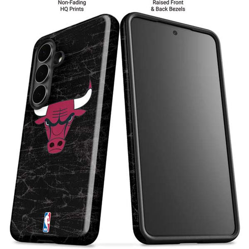 NBA Chicago Bulls Black Distressed Galaxy S26 Impact Case