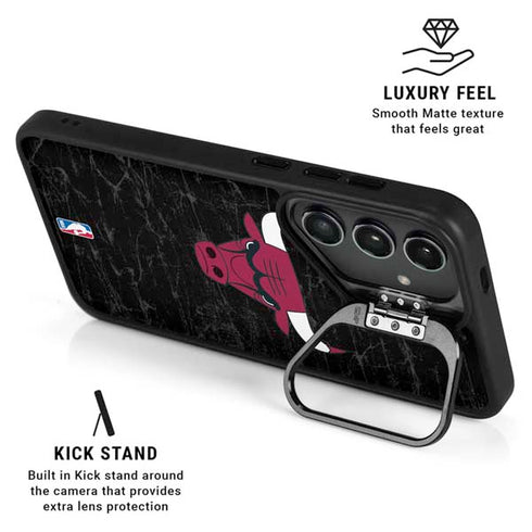 NBA Chicago Bulls Black Distressed Galaxy S26 Kickstand Case