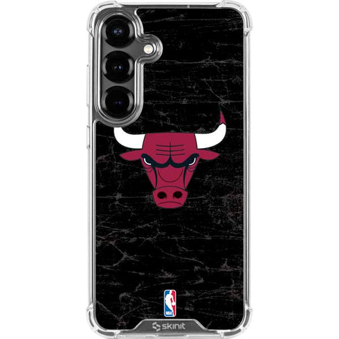 NBA Chicago Bulls Black Distressed Galaxy S26 Plus Clear Case