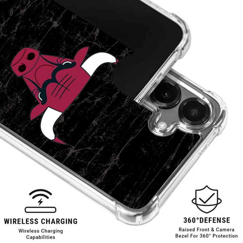 NBA Chicago Bulls Black Distressed Galaxy S26 Plus Clear Case