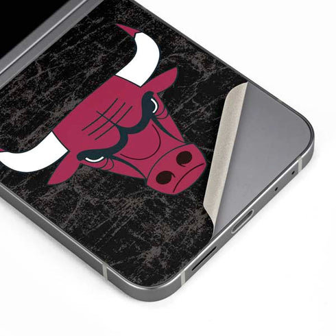 NBA Chicago Bulls Black Distressed Galaxy Z Flip6 Skin