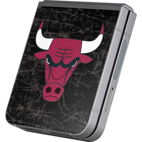 NBA Chicago Bulls Black Distressed Galaxy Z Flip6 Skin