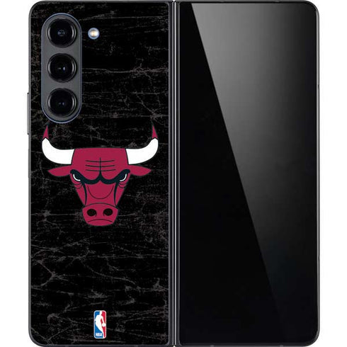 NBA Chicago Bulls Black Distressed Galaxy Z Fold5 5G Skin