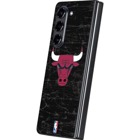 NBA Chicago Bulls Black Distressed Galaxy Z Fold5 5G Skin