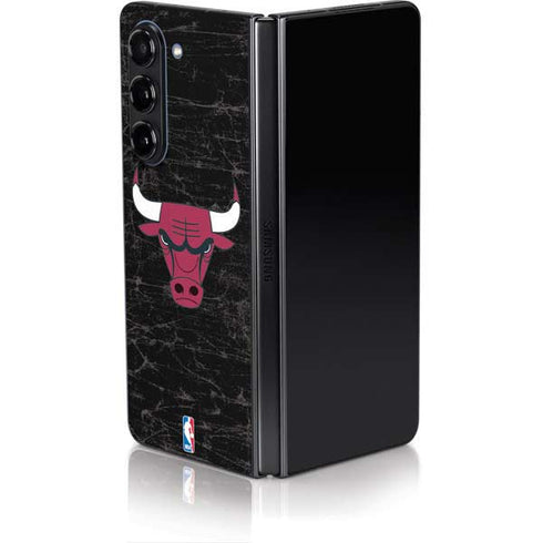 NBA Chicago Bulls Black Distressed Galaxy Z Fold5 5G Skin
