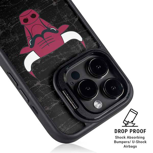 NBA Chicago Bulls Black Distressed iPhone 13 Pro Max Kickstand Case
