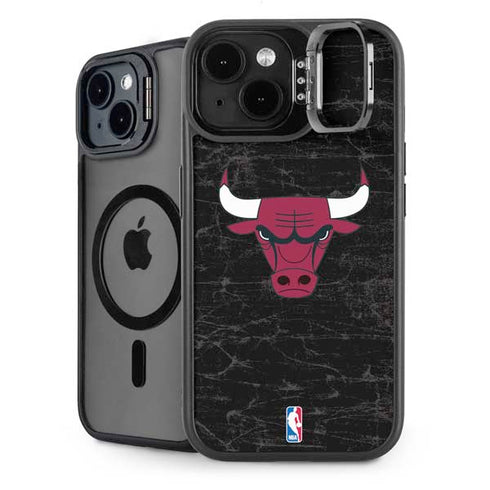 NBA Chicago Bulls Black Distressed iPhone 14 Plus Kickstand Case