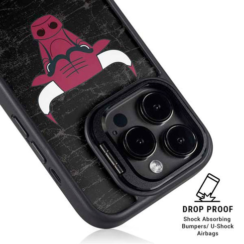 NBA Chicago Bulls Black Distressed iPhone 14 Pro Kickstand Case