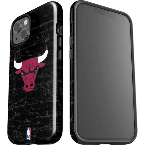NBA Chicago Bulls Black Distressed iPhone 15 Impact Case