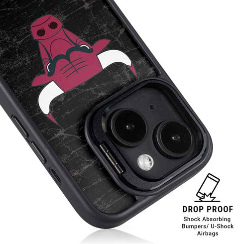 NBA Chicago Bulls Black Distressed iPhone 15 Plus Kickstand Case