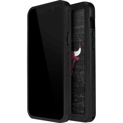 NBA Chicago Bulls Black Distressed iPhone 15 Pro Waterproof Case